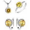 A-B Set of silver jewelry with yellow and white zircon 20000013
