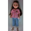 Realistická panenka holčička Carlota v červenobílé kostkované halencei od firmy Vestida de Azul (Carlota- 28 cm )
