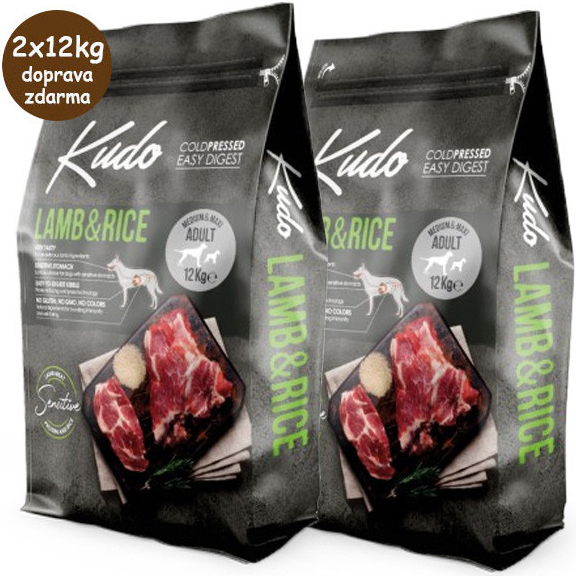 Kudo Dog LG Adult Medium&Maxi Lamb & Rice 2 x 12 kg