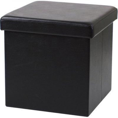 DOCHTMANN Skladací taburet, čierna koženka 38x38x38cm