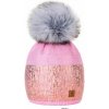 Fashionweek Dámska Lesklá flitrová čiapka - bohatý štýl s brmbolcom flísová podšívka MONTANA Farba: Ružový, Veľkosť: Universal