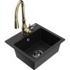 Mexen Milo, 1-komorový granitový drez 435x410x171 mm a drezová batéria Savita, čierna, 6505-77-672601-50-B