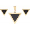 Doria Set šperkov z ocele zlato-čierne trojuholníky K176