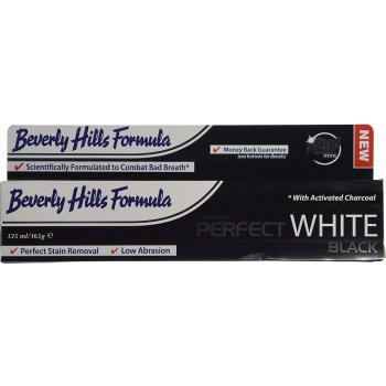 Beverly Hills Formula Perfect White Black bieliaca zubná pasta s aktívnym uhlím pre svieži dych príchuť Fresh Mint 100 ml