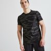 DOMYOS Pánske tričko FTS 500 na fitness a kardiotréning kaki-čierne XL