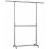 Dvojitý vešiak na odevy na kolieskach, výška 113–198 cm
