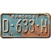 Americká ŠPZ Kansas 1967 Blue D-633-H