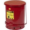 Justrite Kovový odpadkový kôš na horľavé a nebezpečné látky, objem 53 l, červený