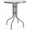 Stolík kovový so sklenenou doskou, sivá