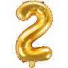 PartyDeco Fóliový balón Mini Číslo 2 zlatý 35cm
