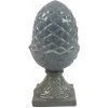 Keramická dekoratívna socha v tvare šišky na stopke v sivom farebnom prevedení s glazovaným povrchom 30 x 30 x 60 cm 44198