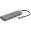 Gembird A-CM-COMBO5-05 sivá / USB-C rozbočovač / 3x USB 3.0 / 1x HDMI (4K) / 1x USB-C / microSD / SD / RJ45 (A-CM-COMBO5-05)
