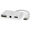 NEDIS USB 2.0 multiport adaptér/ zástrčka USB-C/ zásuvka USB-A/ zásuvka USB-C/ zásuvka 3,5 mm/ 480 Mbps/ kulatý/ blistr CCGB64790WT01