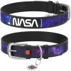 WAU DOG Kožený obojok so vzorom NASA 21 čierny Obvod krku: 21-29 cm, širka: 12 mm