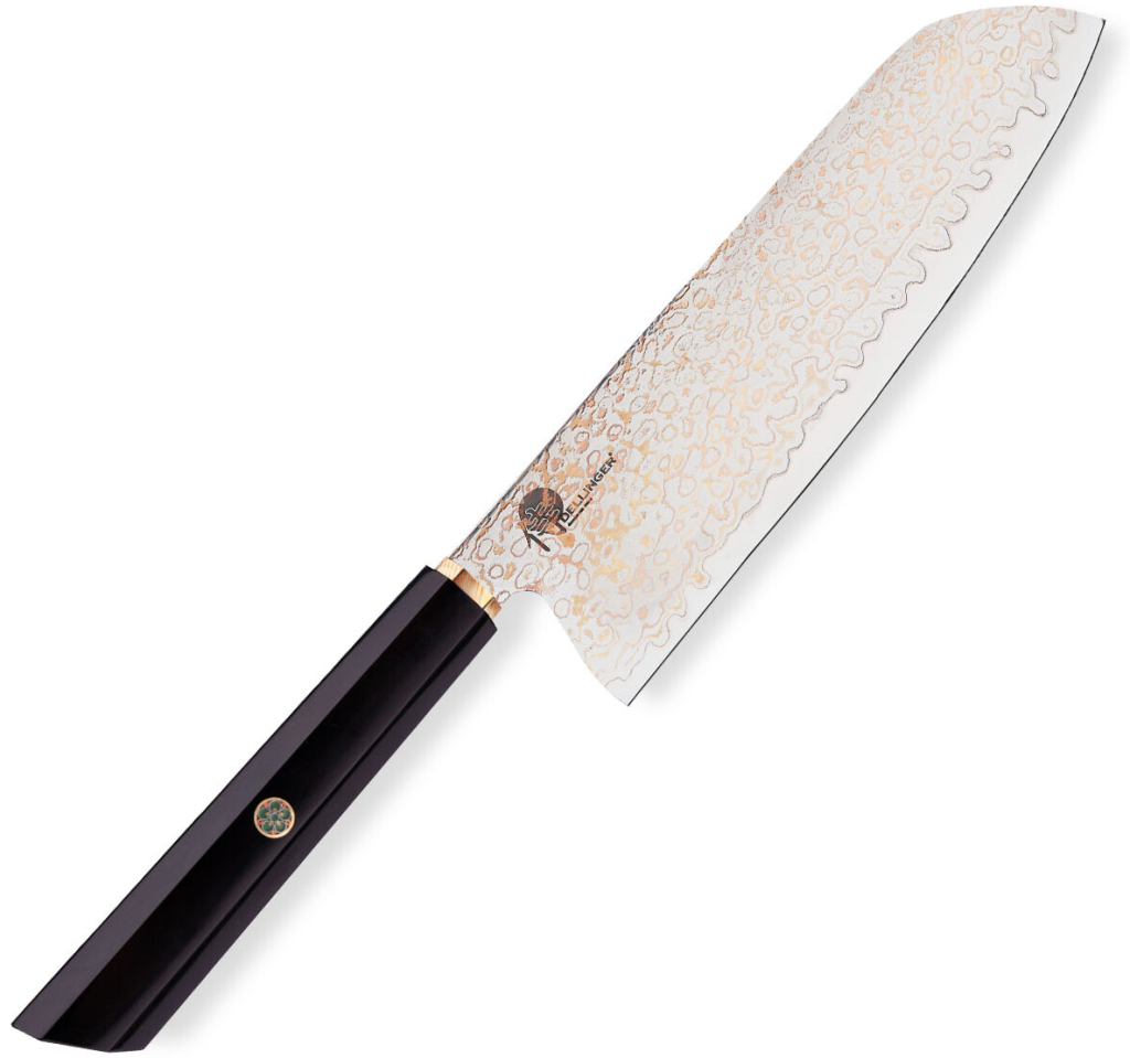 Dellinger Kuchyňský nůž Santoku 180 mm Resin Black Gold Damascus