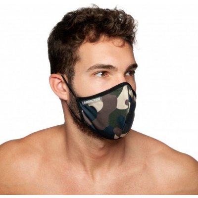Addicted AC087 Camo Mask Camouflage, nastaviteľné ochranné rúško s potlačou
