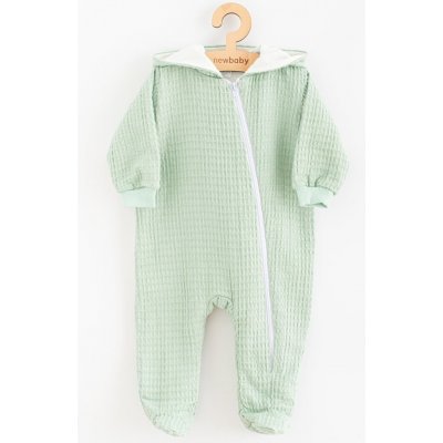 Dojčenský mušelínový overal s kapucňou New Baby Comfort clothes šalviová, veľ. 68 (4-6m)