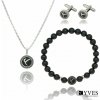 Elegantní pánská sada šperků přírodní kameny černý labradorit