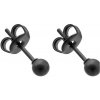 Náušnice v tvare malých 3 mm guličiek - čierna chirurgická oceľ 18925