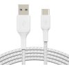 BELKIN kabel oplétaný USB-C - USB-A, 2m, bílý CAB002bt2MWH