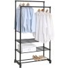 Autronic GD-166 BK Stojan na šaty dvouramenný se třemi policemi černá barva kov plast chrom