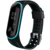 eses Silikónový remienok pre Xiaomi Mi Band 5 a Xiaomi Mi Band 6 - Čierny s modrým prešívaním