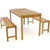 Záhradný set lavíc a stola DIVERO - neošetrené teakové drevo - 135 cm