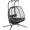 Uniprodo UNI HC 04 Vonkajšie závesné kreslo s rámom pre dve osoby rozkladací sedák čierna/šedá