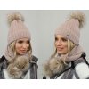 Fashionweek Exkluzívny alpakový zimný set čiapky a šál s brmbolcami JENOT ZIZI-AL4 Farba: Béžový, Veľkosť: Universal