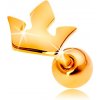Šperky eshop - Piercing do ucha zo žltého 14K zlata - malá trojcípa korunka GG204.12