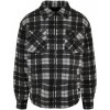 Pánska jarná bunda Urban Classics Plaid Teddy Lined - čierna, biela M