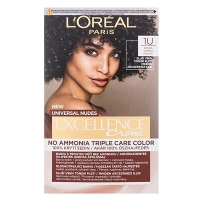 L'Oréal Paris Excellence Creme Triple Protection No Ammonia barva na vlasy na barvené vlasy 1U Black 48 ml
