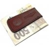 Spona na peniaze magnetický klip z imitácie kože Hnedá