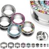 Šperky eshop - Tunel do ucha - zirkóny v kruhu T11.02 - Hrúbka piercingu: 2,5 mm, Farba zirkónu: Ružová - P