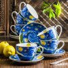 Porcelánové šálky na kávu a čaj s tanierikmi DUO ART GALLERY HVIEZDNA NOC OD V. VAN GOGH 280 ml 6 ks.