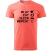 Stolný tenis - eat sleep - Klasické pánske tričko vyššej gramáže - 3XL ( Korálová )