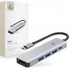 Tech-Protect HB01 HUB adaptér USB-C - 3x USB 3.0 / HDMI 4K / USB-C 100W, šedý