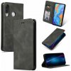 Huawei P30 Lite tmavo šedé retro ultratenké kožené puzdro s magnetickým bočným otváraním a držiakom na karty