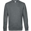 B&C Mikina KING Crew Neck, pánská COT01U01Kx4803-heather mid L Melír šedá střední