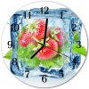 Nástenné sklenené hodiny Jahodová zmrzlina fi 30 cm