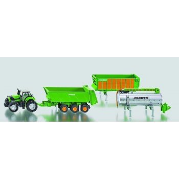 Siku Farmer Traktor Deutz se sadou přívěsů Joskin 1:87