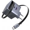 Nabíjačka do siete UGREEN GaN, 2×USB-C, USB, 45W, so zaťahovacím káblom (65822) sivá