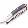 JOKER CV120-P BUSHCRAFTER outdoorový nôž 10,5 cm, šedá, Micarta, kožené puzdro, kresadlo, paracord