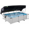 Bazén so strieškou a filtráciou Soft Grey pool Exit Toys oceľová konštrukcia 300*200*65 cm šedý od 6 rokov