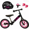 myRunbike Moje odrážadlo s menom - čierne s ružovými kolesami a čiernymi rúčkami - dizajn Dedinská mať Balenie: odrážadlo, prilba, svetielka a zvonček
