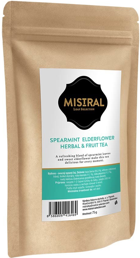 Mistral bylinný čaj Mäta a baza Spearmint Elderflower Herbal & Fruit tea 75 g