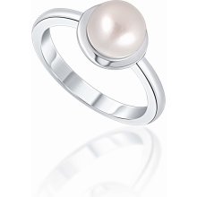 JwL Luxury Pearls Nežný strieborný prsteň s pravou bielou perlou JL0677