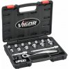 Vigor V6202, Sada nástrčných klíčů superplochých | 18dílná