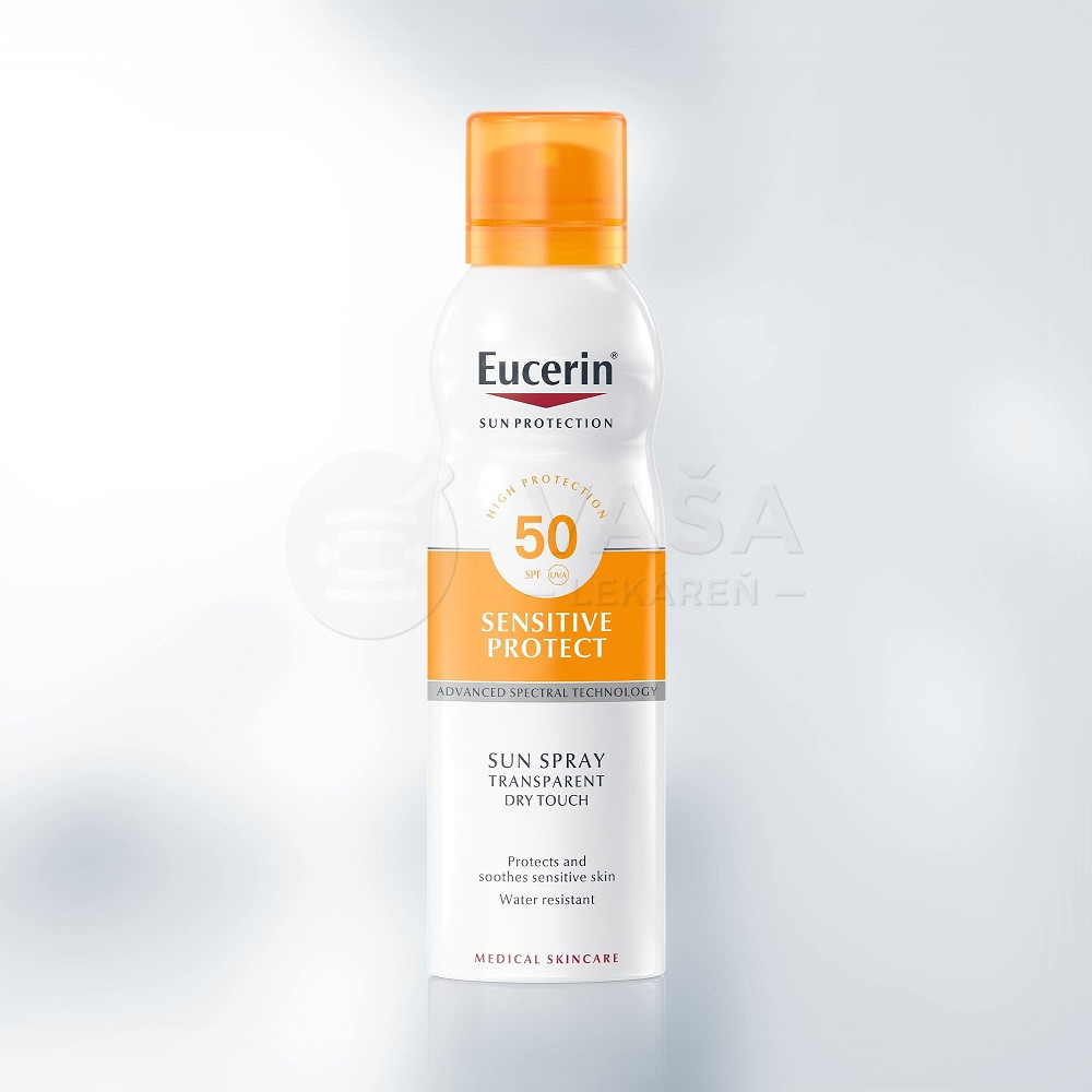 Eucerin Sun transparentný sprej SPF50+ sensitive skin 200 ml od 15,2 € -  Heureka.sk