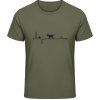 Akciové Gildan Soft-Style Tričko - Heart Beat so psíkom 1 - Military Green - L - Pánske